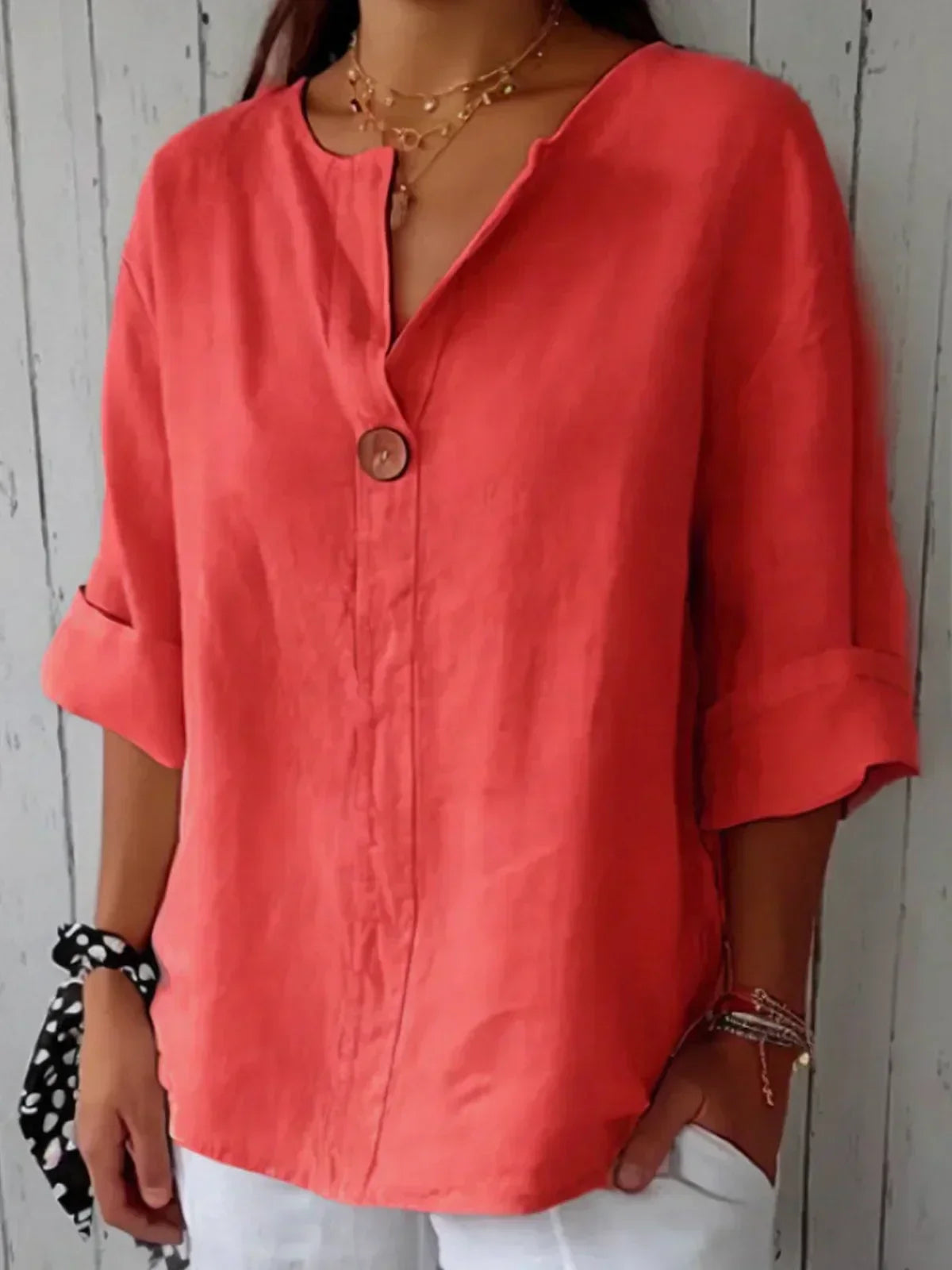 Aveline - Casual V-Neck Blouse (Plus Size Available)