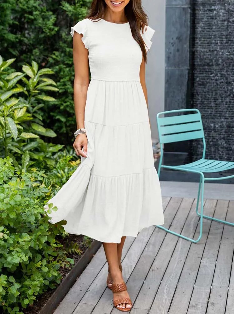Heidi - Flutter Sleeve Midi Dress