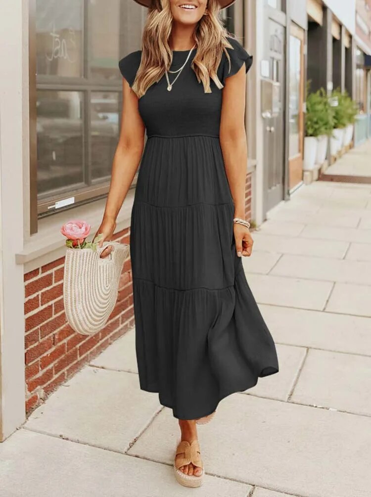 Heidi - Flutter Sleeve Midi Dress