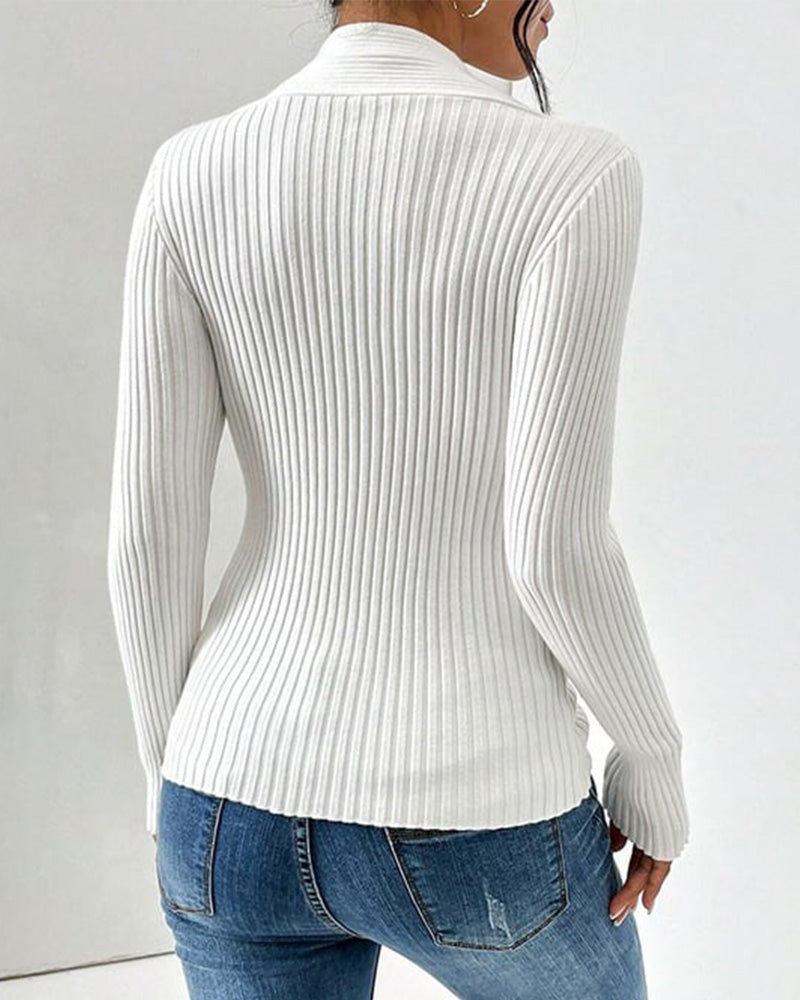 Stella - Twist-Front Ribbed Sweater