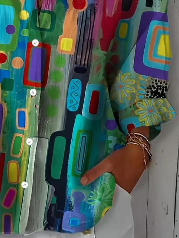 Gemma - Vibrant Print Button-Down Shirt
