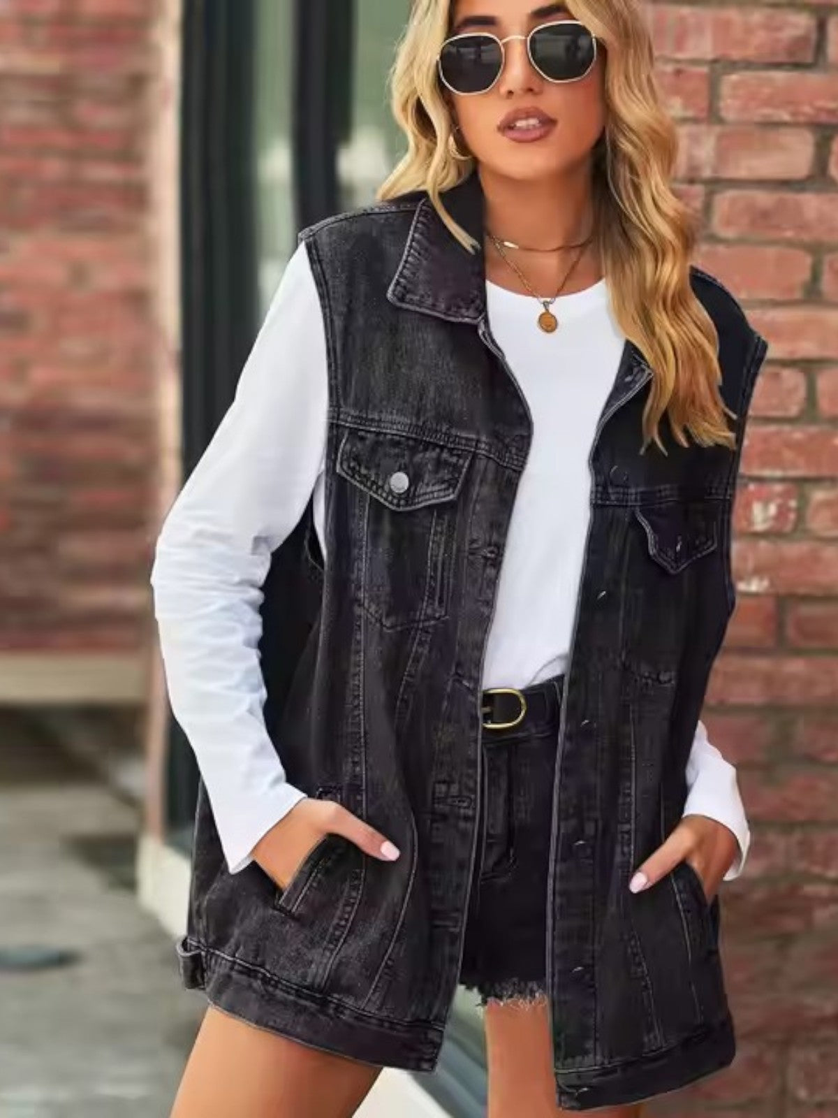 Lillian - Autumn Retro Denim Vest Jacket