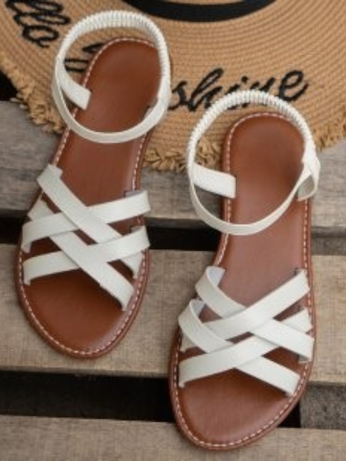 Mackenna - Roman Elastic Cross-Strap Sandals