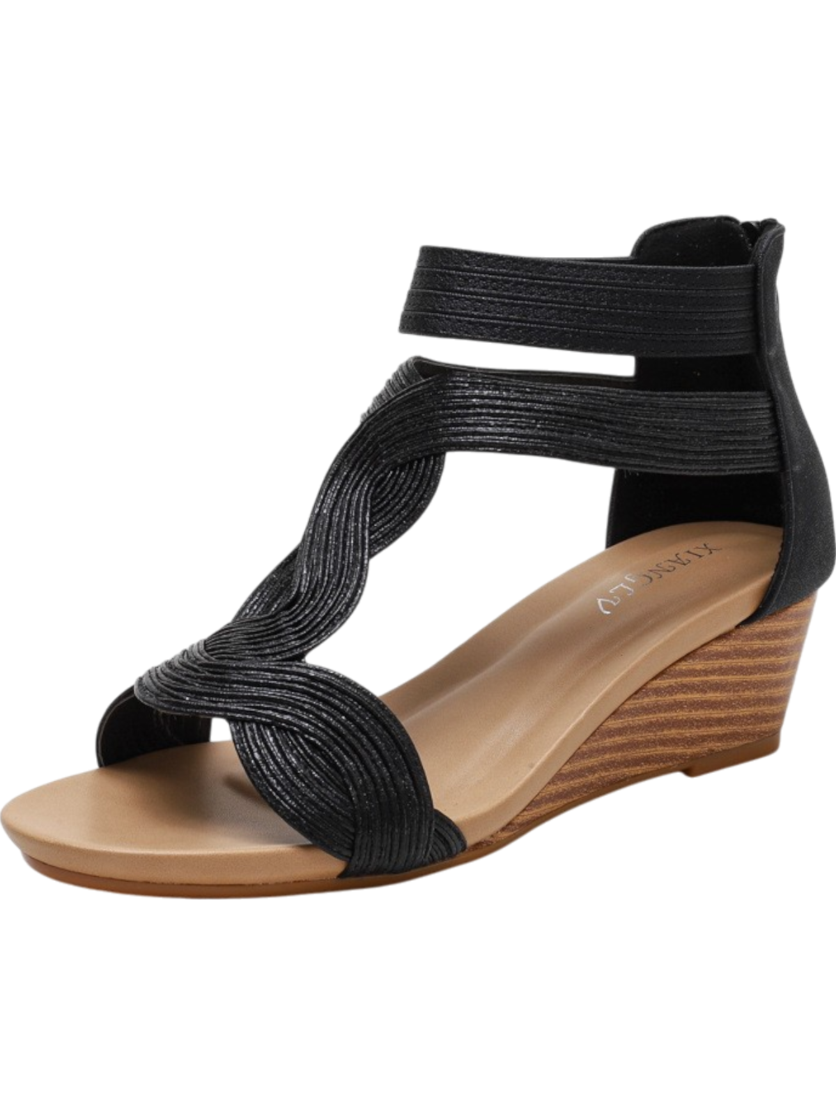 Victoria - Wedge Back Zipper Sandals