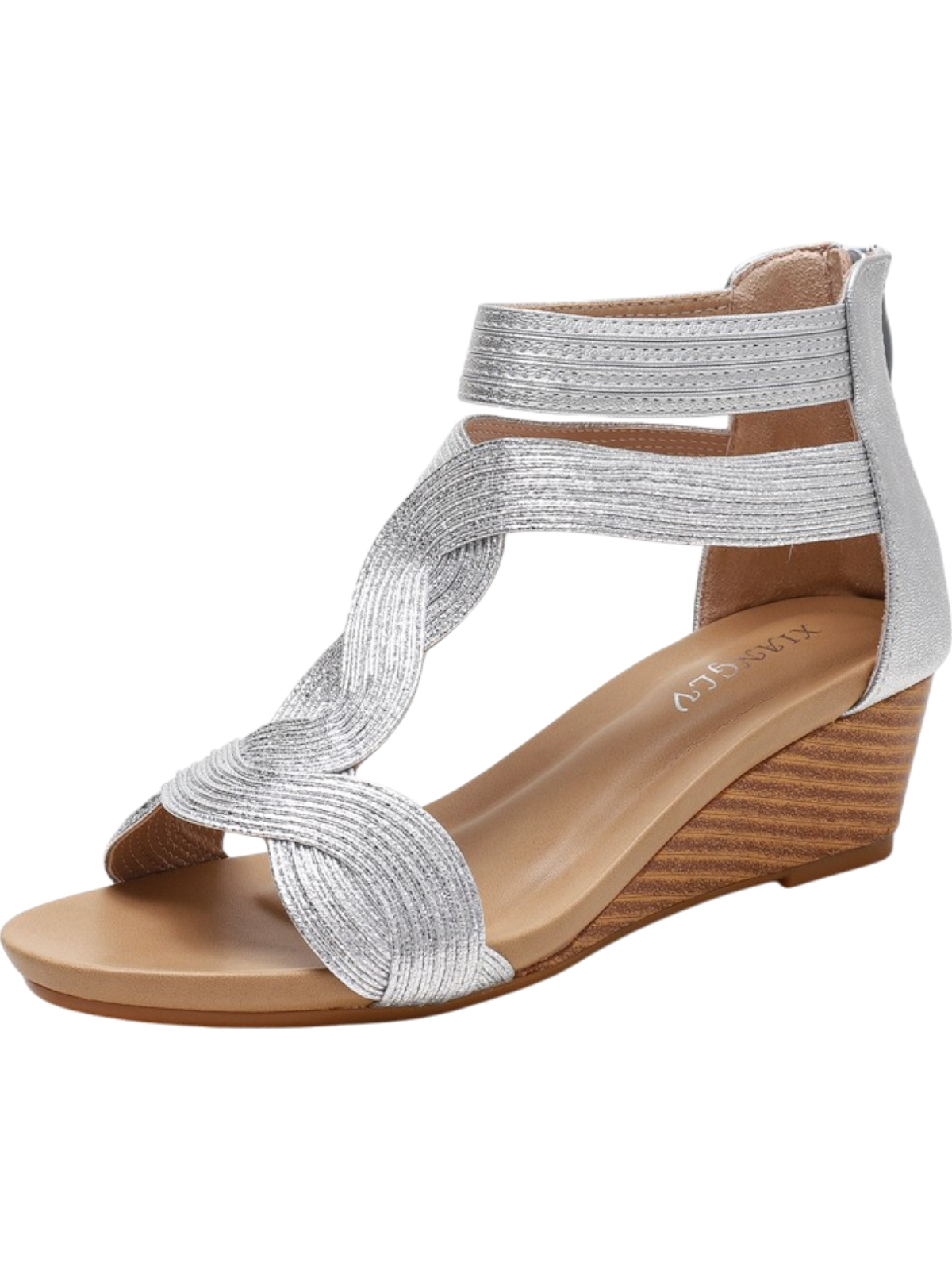 Victoria - Wedge Back Zipper Sandals