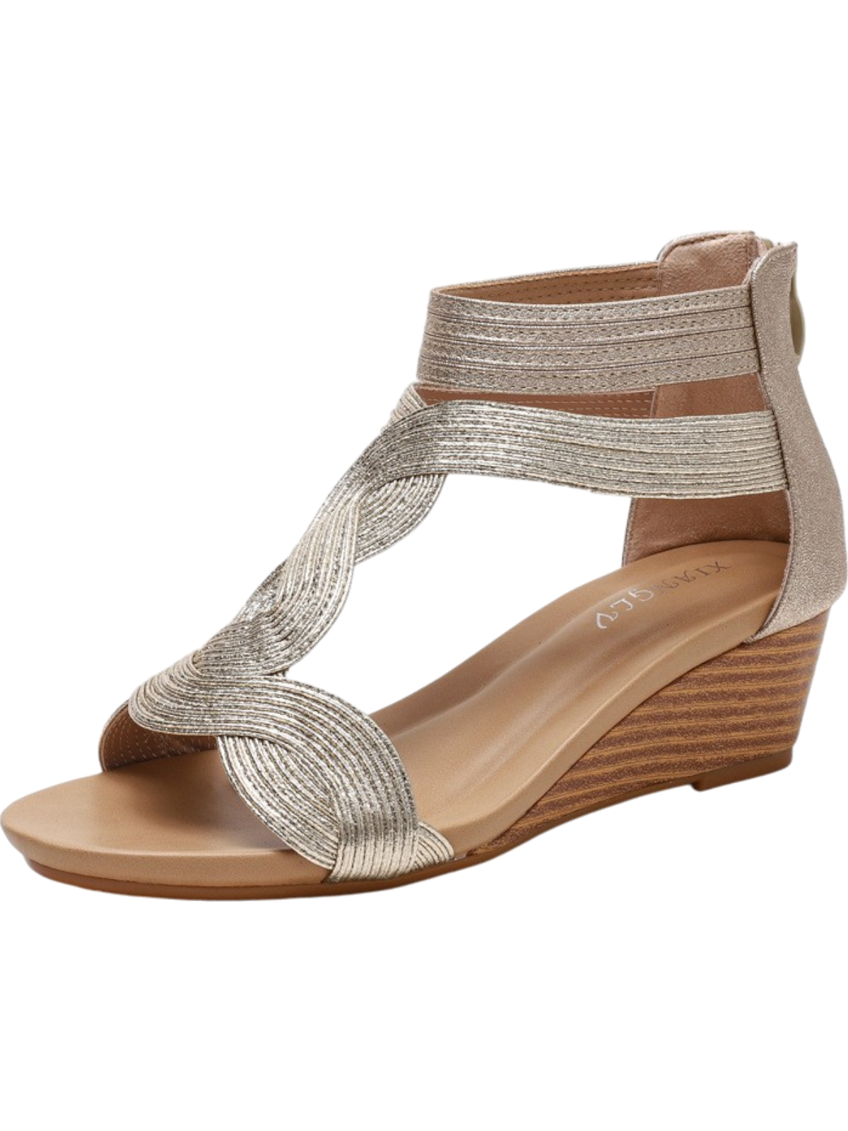 Victoria - Wedge Back Zipper Sandals