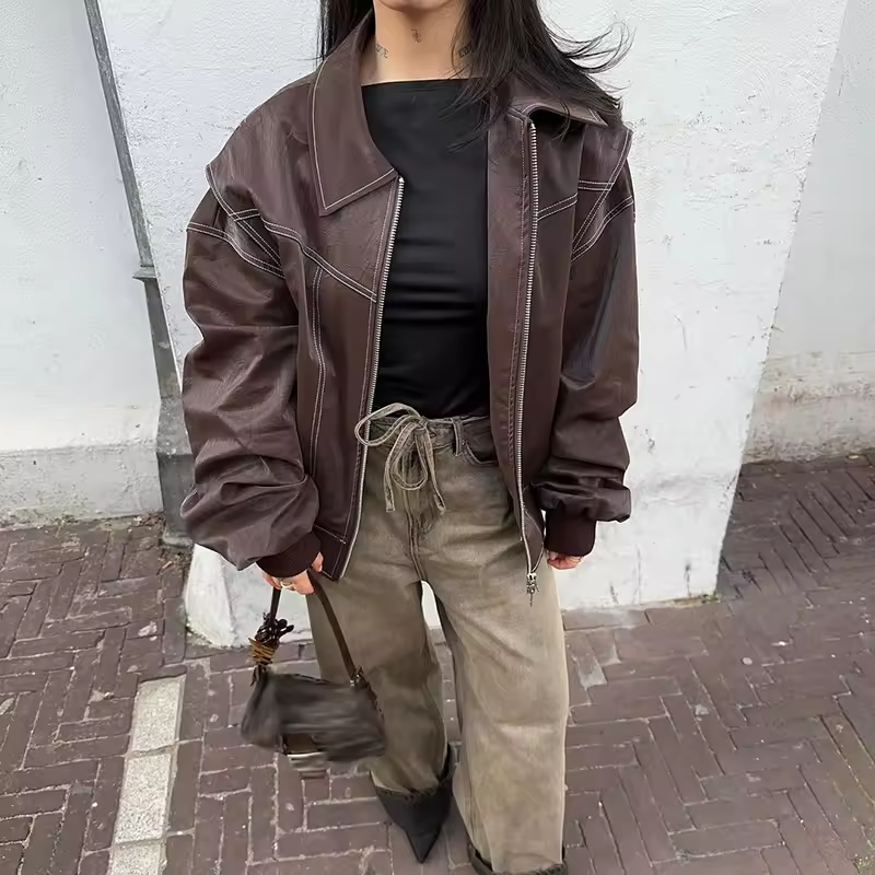 Amari - Oversized Leather Jacket