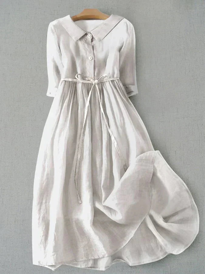 Quinn - Linen and Blended Midi Dress