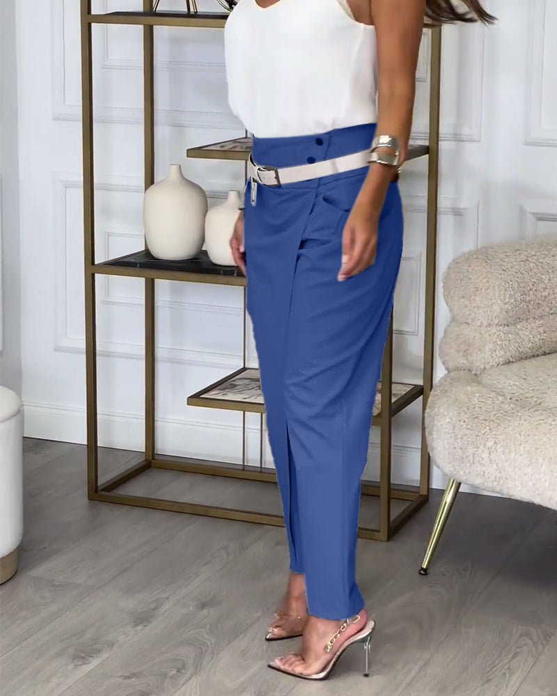 Bree - Patchwork Pants with Belt