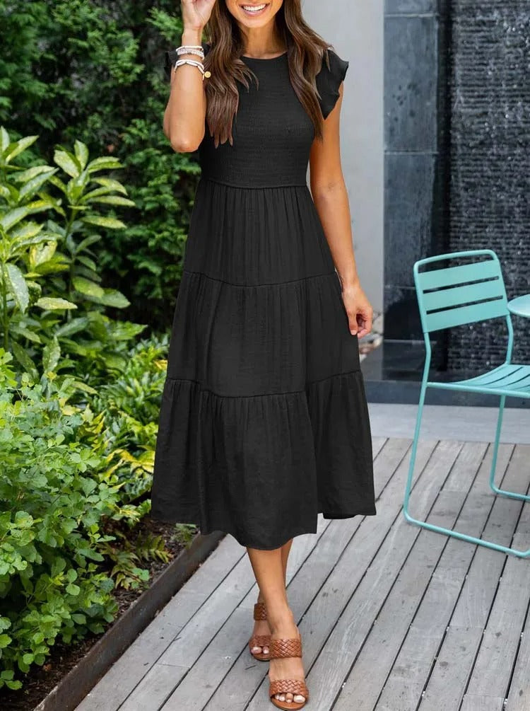 Heidi - Flutter Sleeve Midi Dress