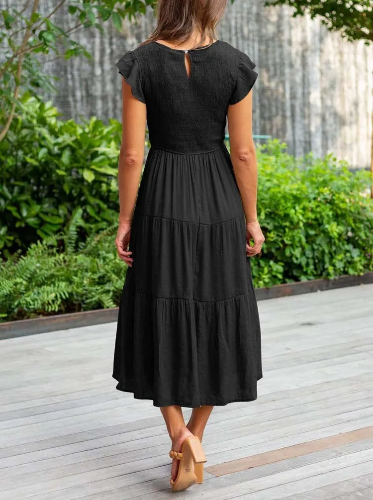 Heidi - Flutter Sleeve Midi Dress