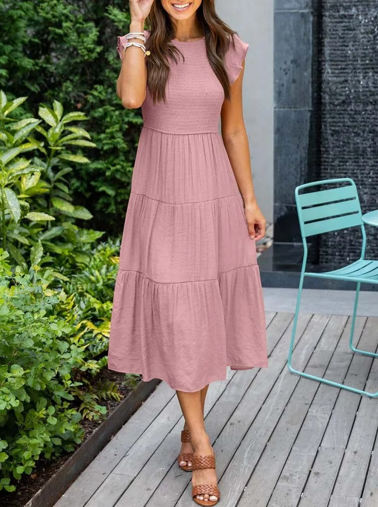 Heidi - Flutter Sleeve Midi Dress