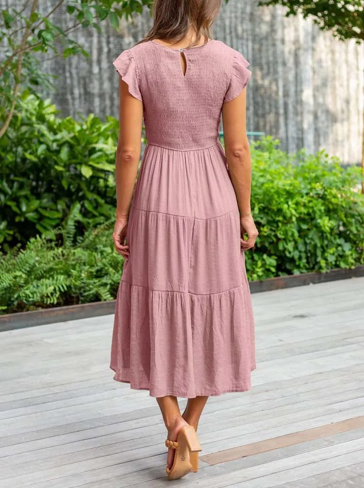 Heidi - Flutter Sleeve Midi Dress