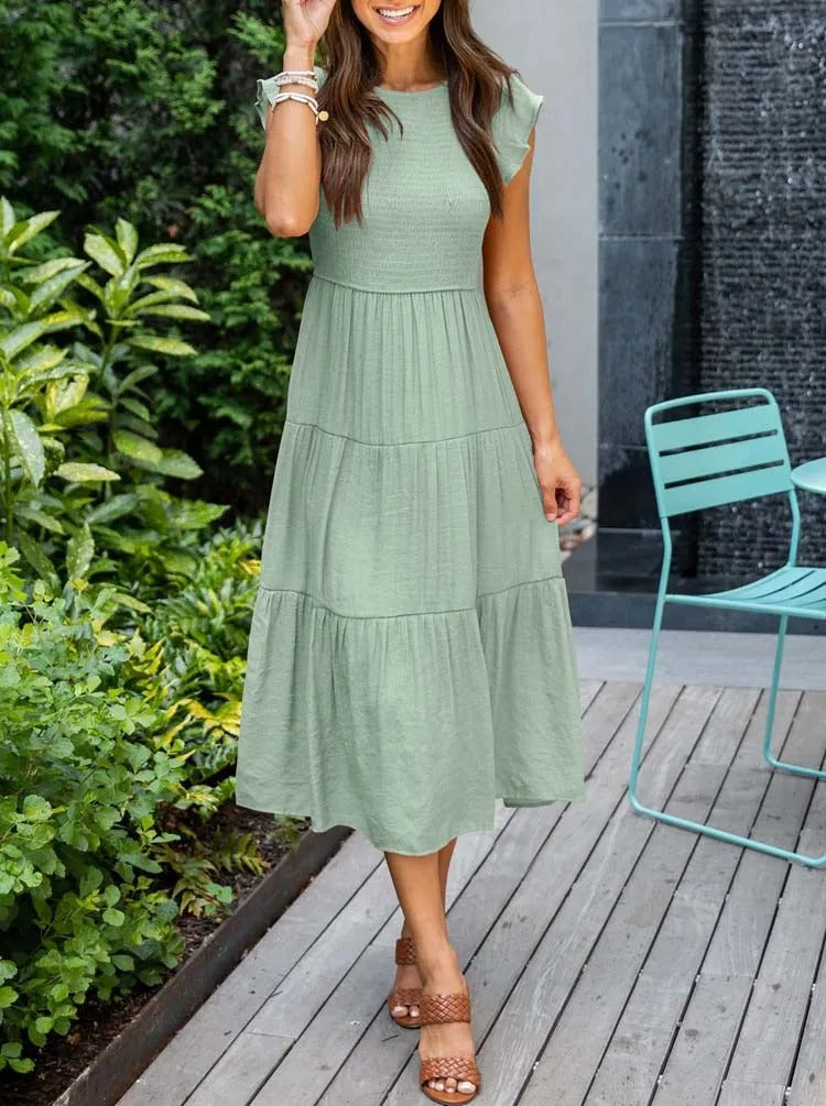 Heidi - Flutter Sleeve Midi Dress