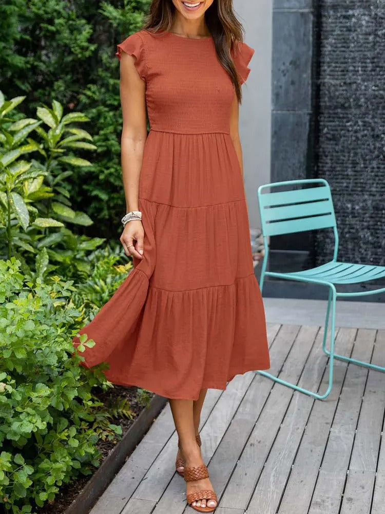 Heidi - Flutter Sleeve Midi Dress