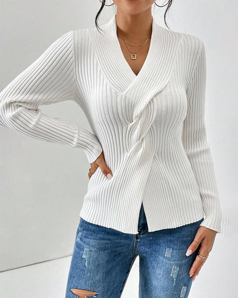 Stella - Twist-Front Ribbed Sweater