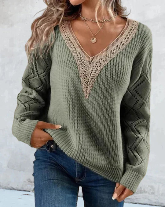 Eloise - Cozy Knit V-Neck Sweater