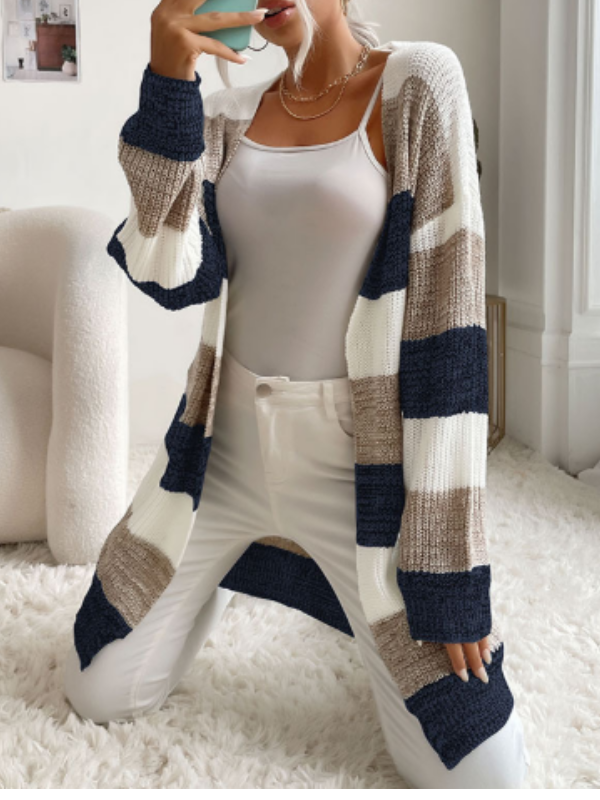 Elodie - Striped Knit Cardigan for Layering