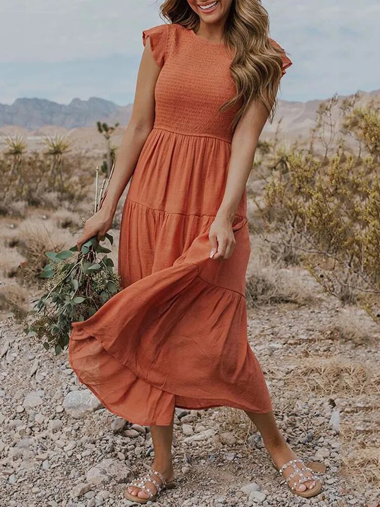 Heidi - Flutter Sleeve Midi Dress