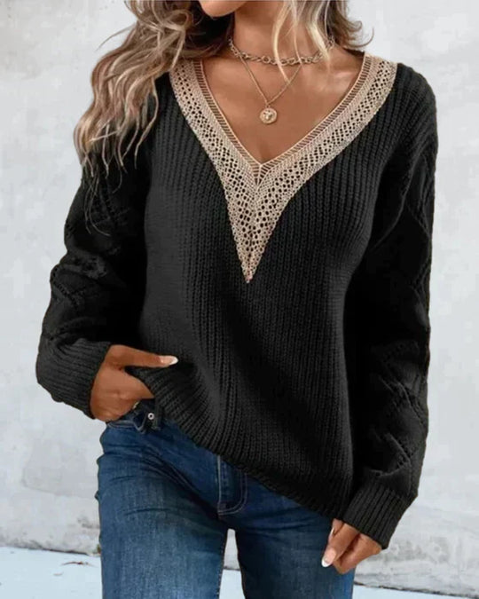 Eloise - Cozy Knit V-Neck Sweater