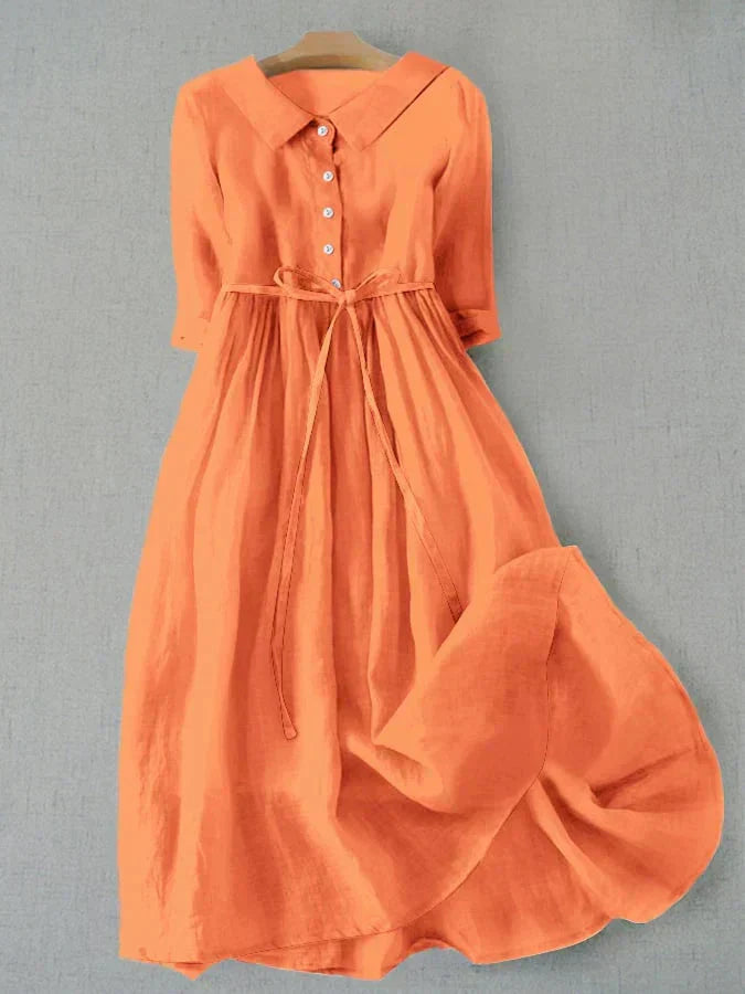 Quinn - Linen and Blended Midi Dress