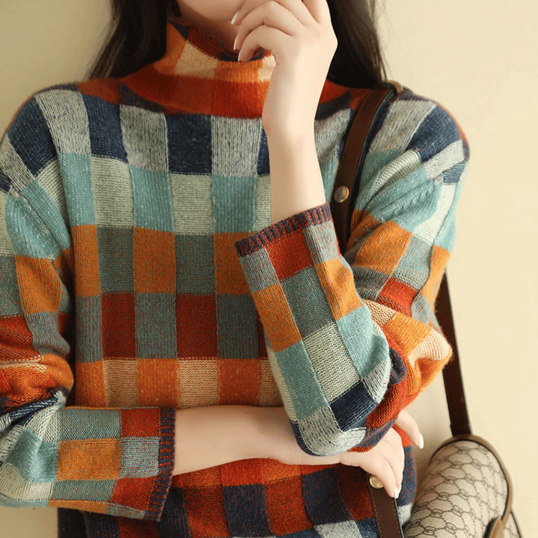 Bethany - Women’s Patchwork Turtleneck Sweater
