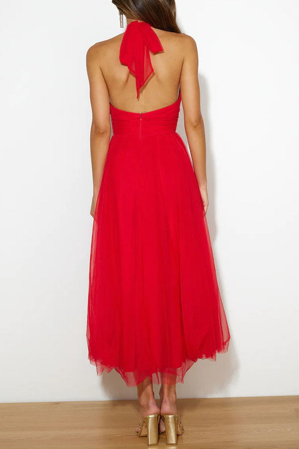 Alyssa - Halter Neck Midi Dress