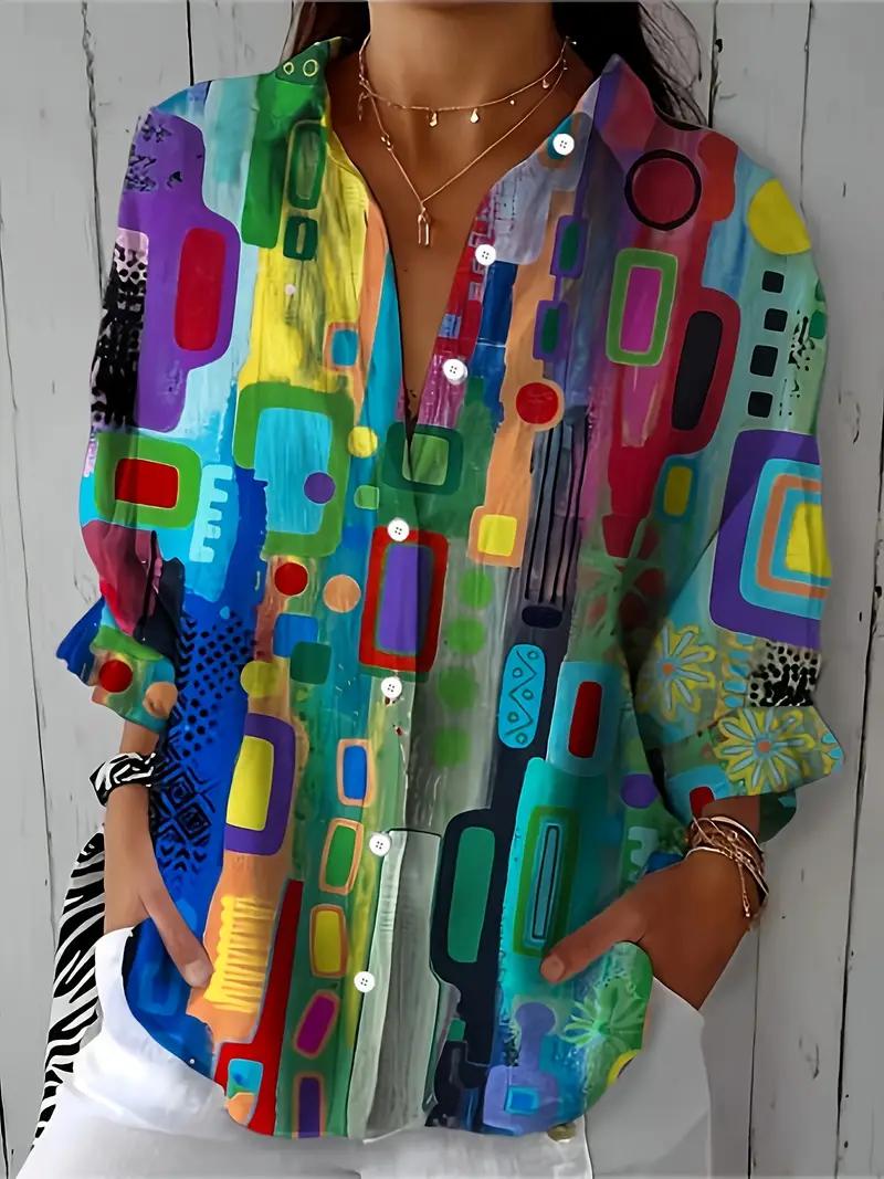 Gemma - Vibrant Print Button-Down Shirt