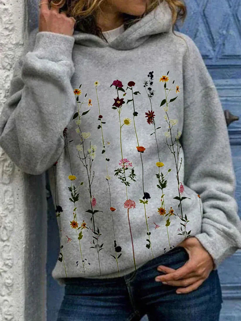 Alice - Stylish Flower Print Hoodie