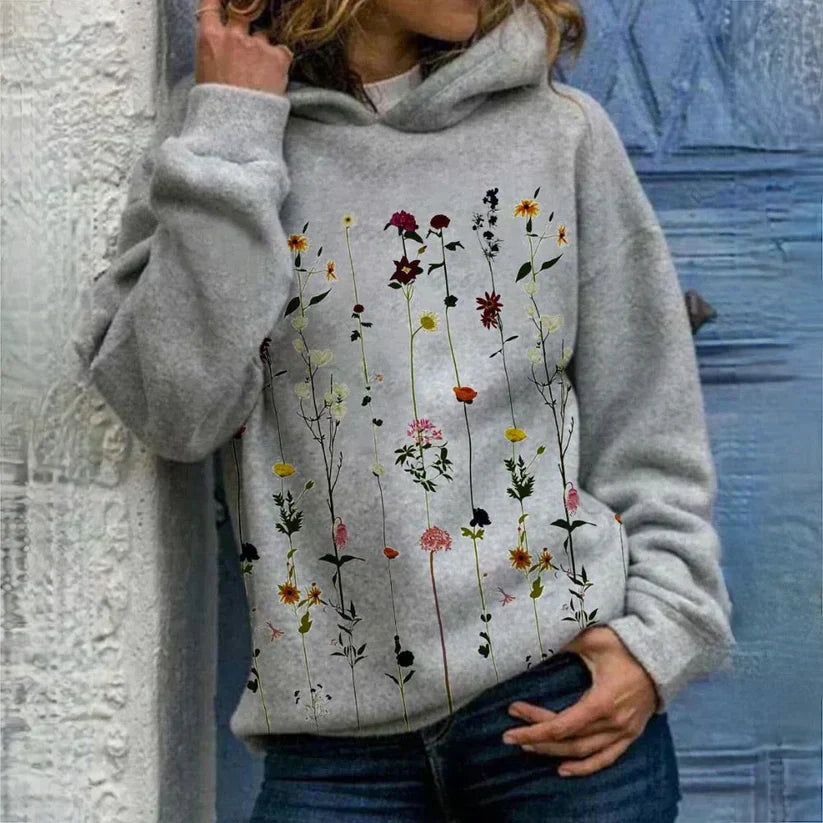 Alice - Stylish Flower Print Hoodie