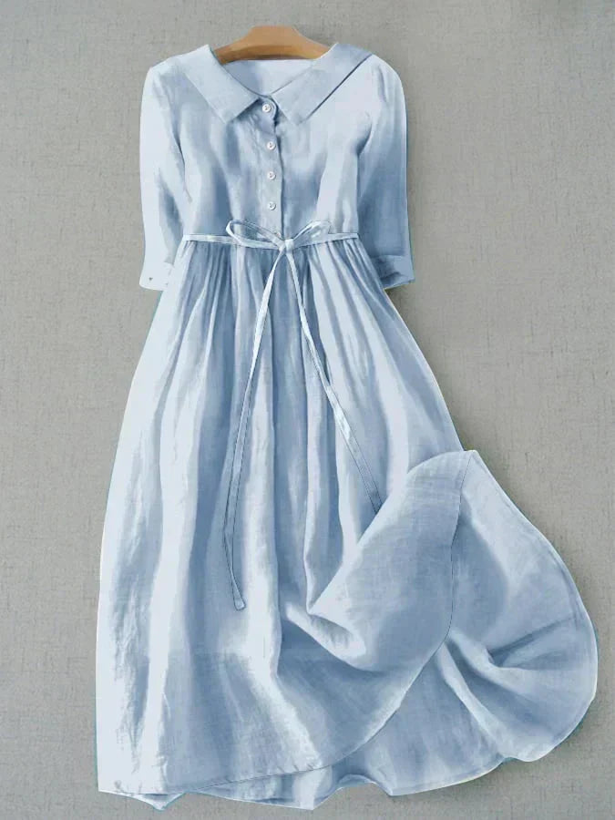 Quinn - Linen and Blended Midi Dress