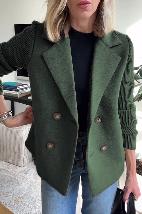 Sadie - Double-Breasted Knit Sleeve Blazer