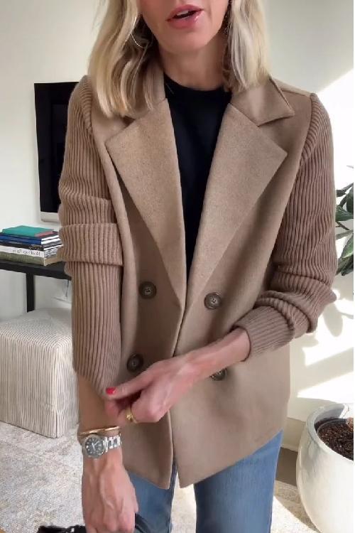 Sadie - Double-Breasted Knit Sleeve Blazer
