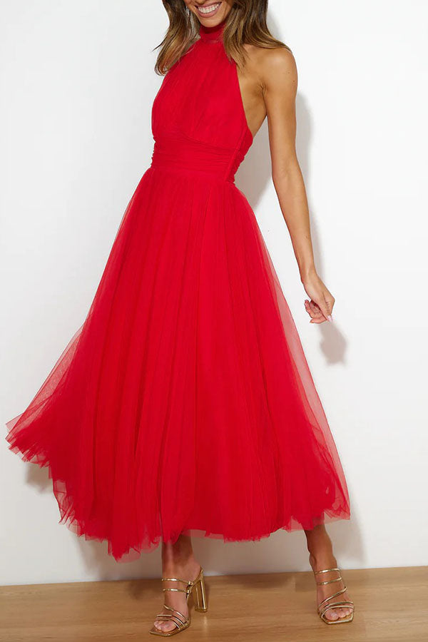 Alyssa - Halter Neck Midi Dress