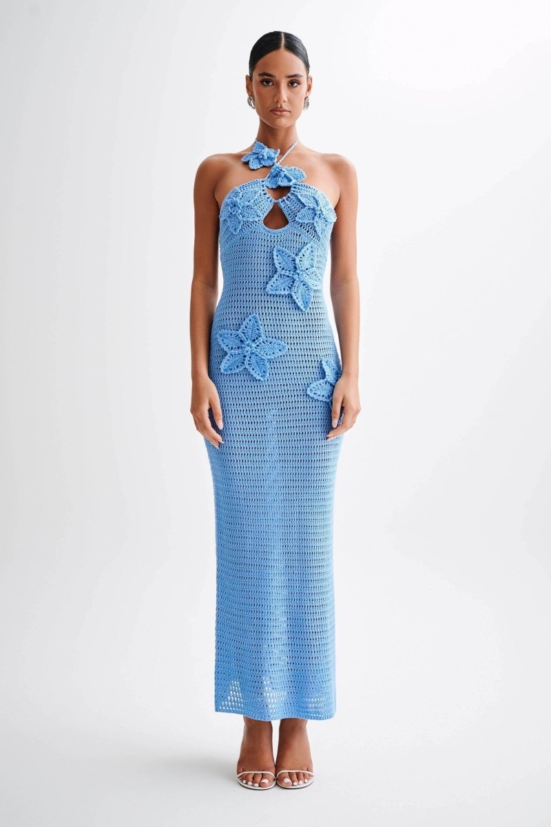 Madison - Floral Applique Crochet Maxi Dress