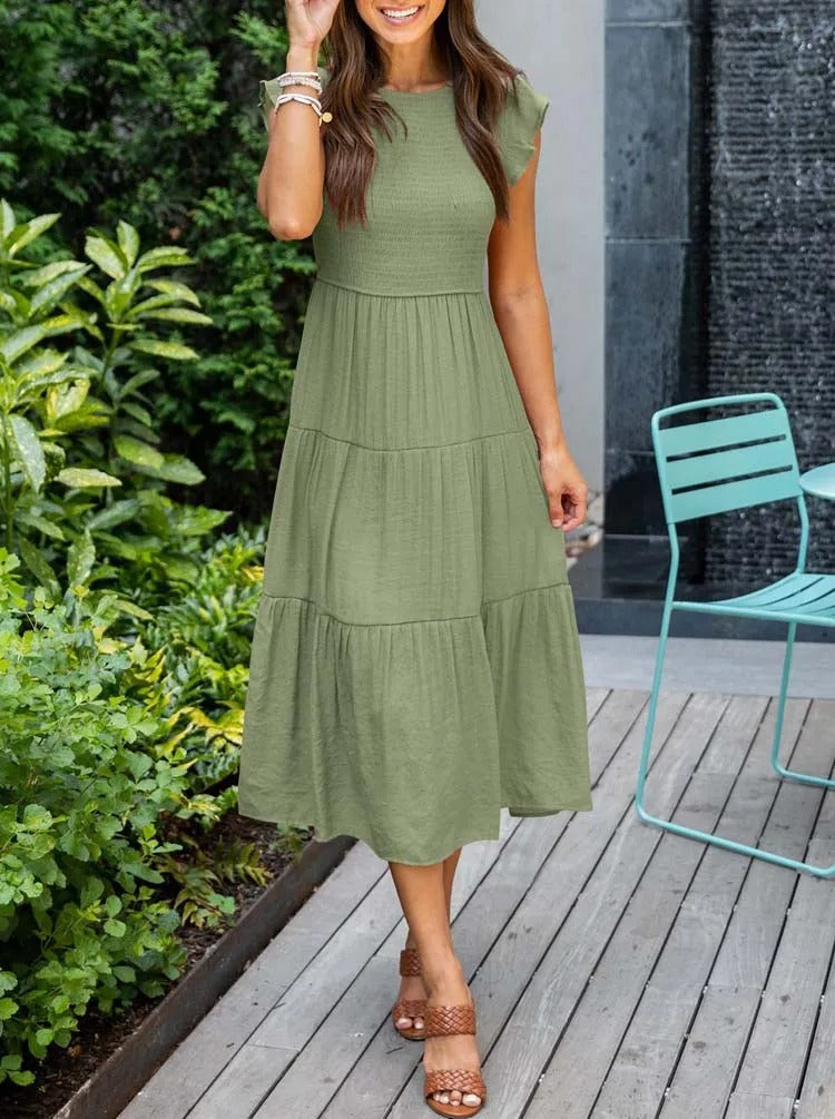 Heidi - Flutter Sleeve Midi Dress
