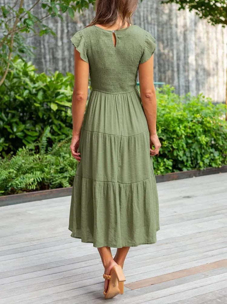 Heidi - Flutter Sleeve Midi Dress