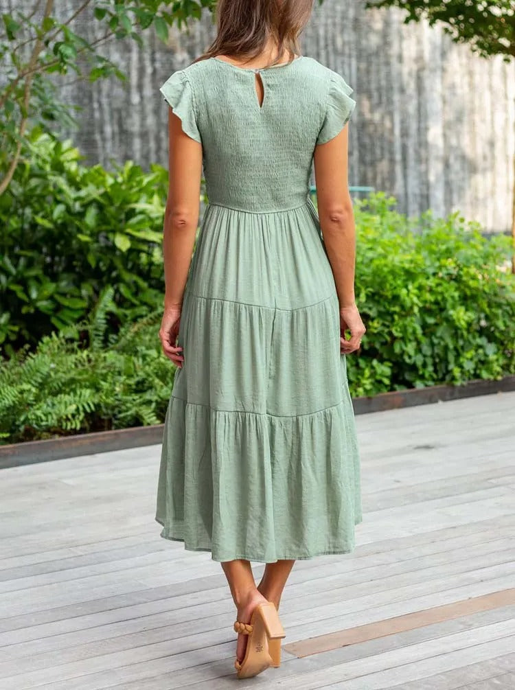 Heidi - Flutter Sleeve Midi Dress