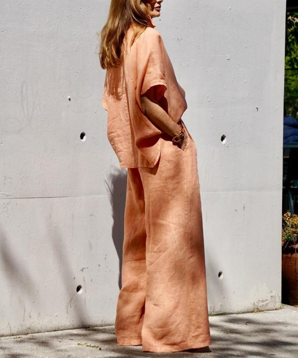 Zoe - Oversized Linen Shirt and Wide-Leg Pants Set