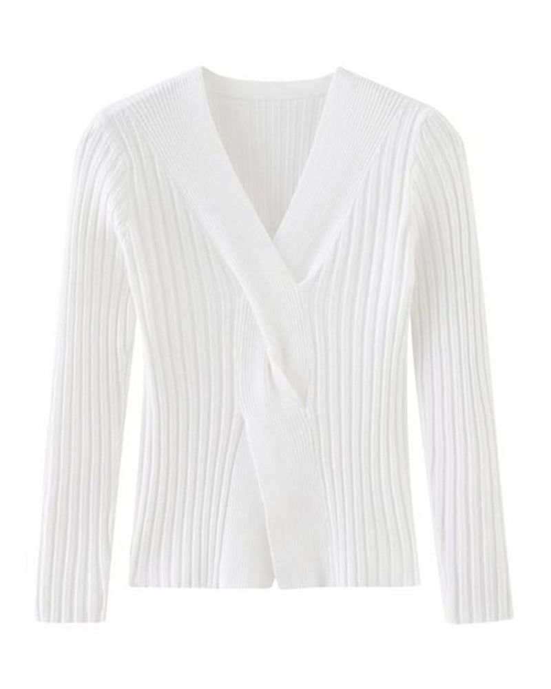 Stella - Twist-Front Ribbed Sweater